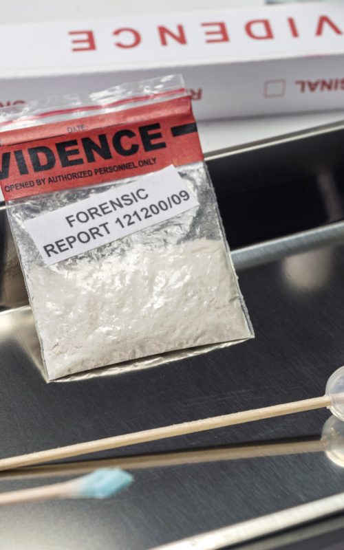 Crime lab drug bag, conceptual image